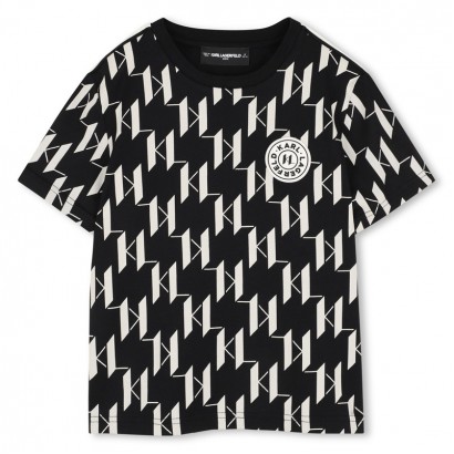 Tricou copii Karl Lagerfeld pentru baiat cu print logo si emblema